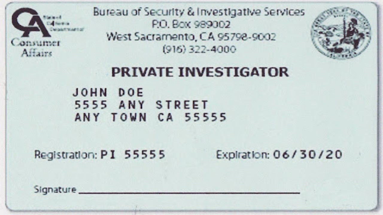Private Detectives Licenses, 
